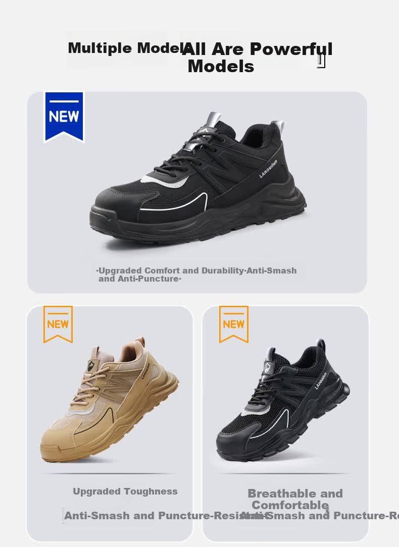 BlueOwl Shield Men's Summer Breathable Ultra-Light Anti-Smash Steel Toe Anti-Puncture Soft Sole Comfortable Work Shoes DL213BN 39 10