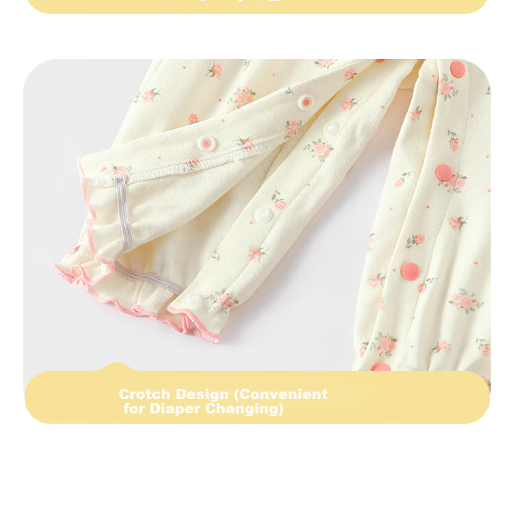 Badi Badi [Gift for Expectant Moms] Pure Cotton Infant One-Piece Romper Pajamas Homewear Pastoral Floral Yellow 66cm 15