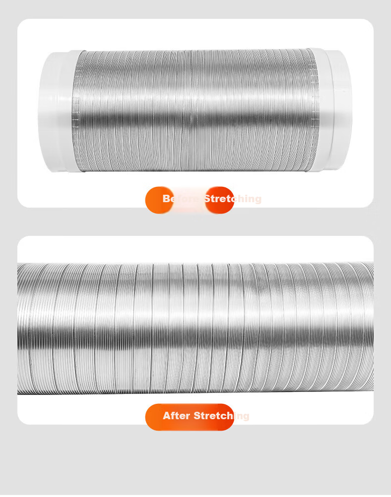 Beishi Range Hood Exhaust Pipe Pure Aluminum Foil Duct Durable Flexible Bendable Diameter 180MM Length 1.5M 10