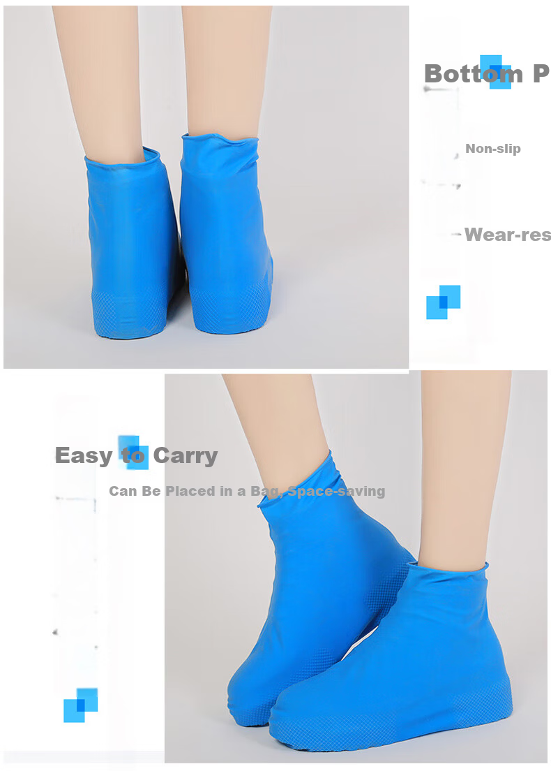 Travel Jiajialin Adult High-Cut Rain Shoe Covers 7 Pairs Set 6