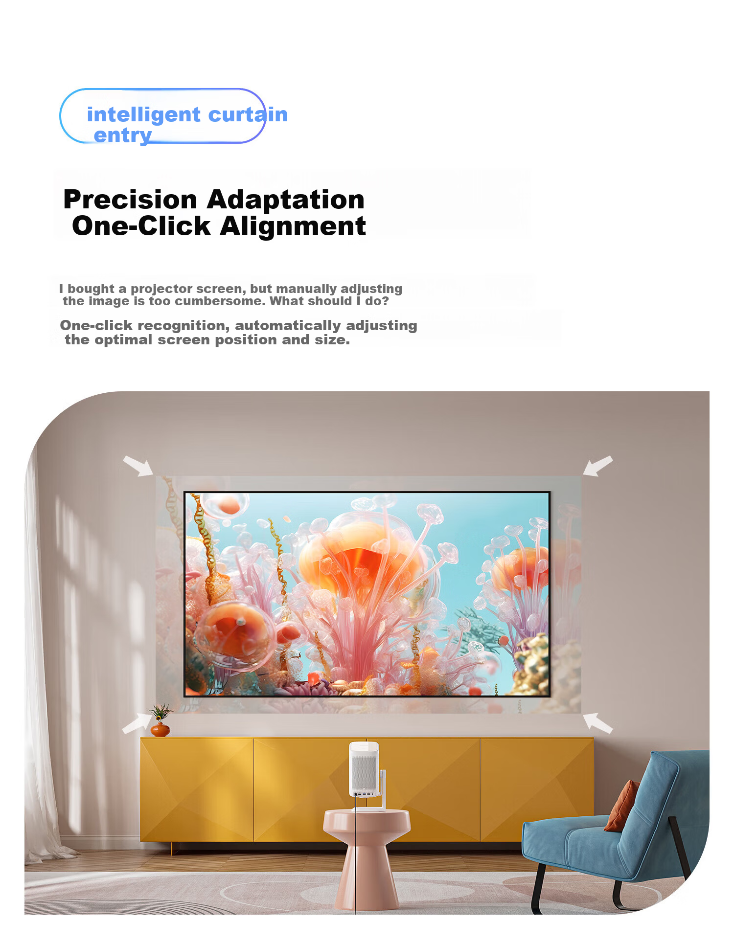 Haqu K2 Youth Edition PTZ Projector Home Use True 1080P Portable Smart Bedroom Projector (Gaming Low Latency 210° Adjustable PTZ) 12