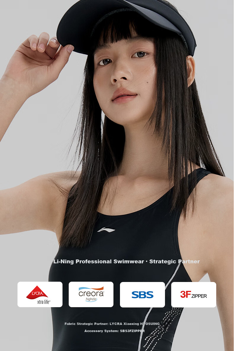 LI-NING Women's One-Piece Square Leg Professional Sports Swimsuit, Tummy Control, Slimming, Spa Vacation Swimwear 1471 Black 2XL 27