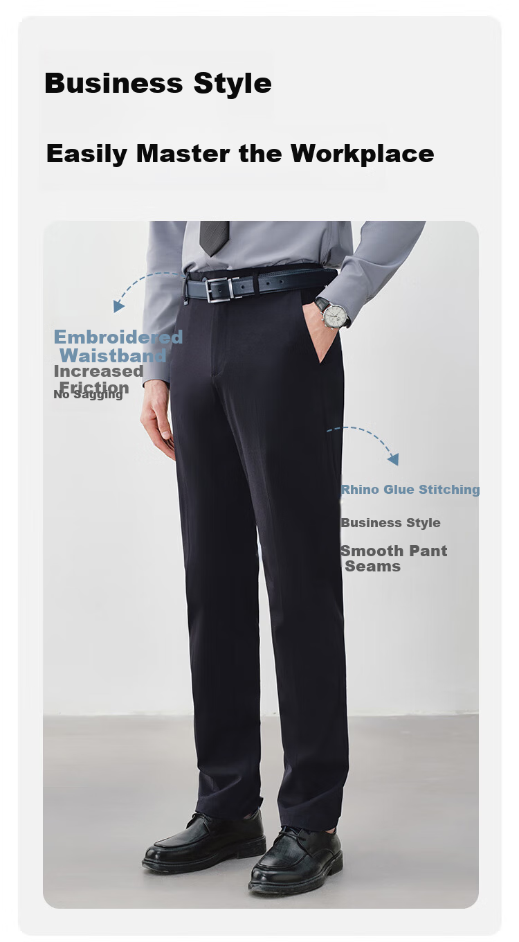 JD Jingzao Premium Mulberry Silk Men's Casual Pants Thin Spring Business Straight Trousers Black 36 8