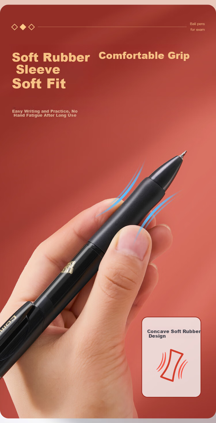 Comix Quick-Dry Click Pen ST 0.5mm Tip Student Exam Gel Pen Black 3-Pack EB29【Xideng Jinke】 9