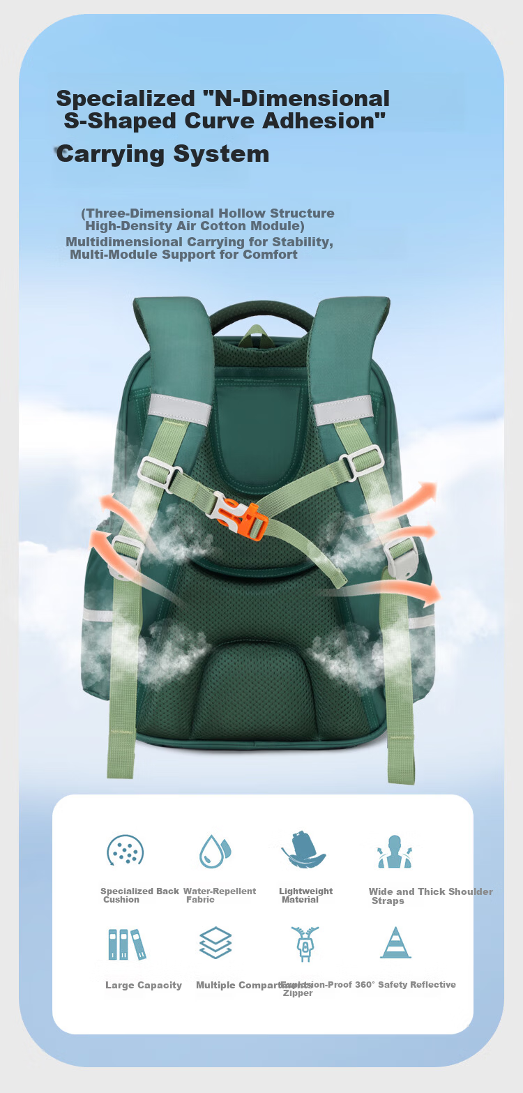 JEEP Kids Backpack Primary School Grades 1-4 Ergonomic Lightweight Anti-Fall Large Capacity Shoulder Bag for Boys and Girls 4