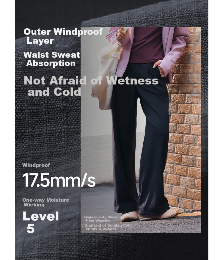Beneunder Woven Straight-Leg Pants for Women 25 Autumn Winter New Mid-Warm Fleece Lined Windproof Water-Repellent Sports Casual Pants WB146 15