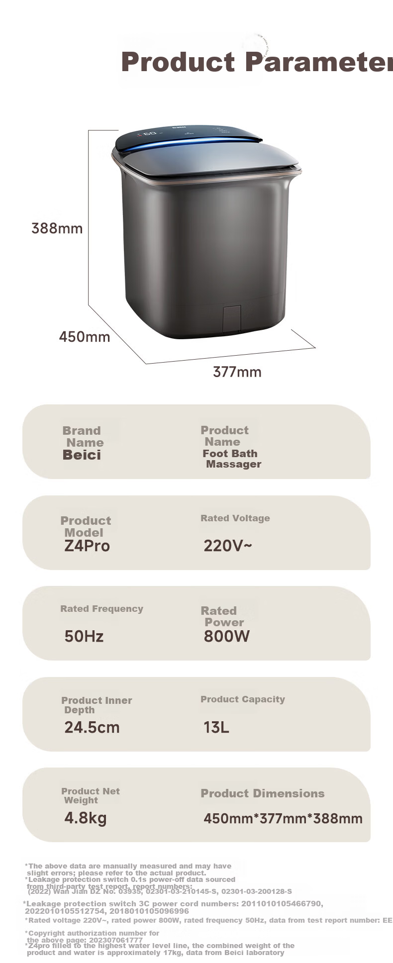 Beici Foot Soaking Bucket, Sterilized Foot Bath Basin, Automatic Heating, Foot Massage, Foot Washing Tub, Foot Spa Bucket, Gift for Parents, Elders, Boyfriends, Girlfriends, Birthday Present, Father's Day Gift Z4Pro 15