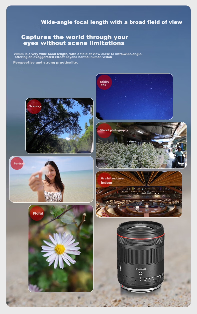 Canon RF 20mm F1.4 L VCM Full-Frame HYBRID Series Wide-Angle Large Aperture Prime Lens 3