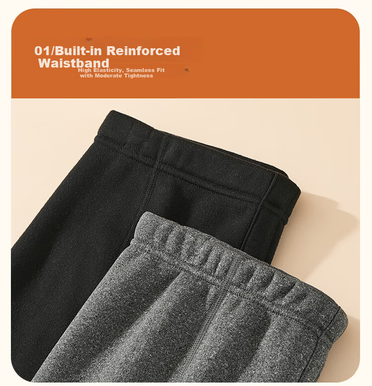 Nanjiren Men's Thermal Underwear, Double-Layer Knee Protection Patch, Thickened Base Layer Pants, Autumn And Winter Warm Single-Piece Cotton Trousers, Dark Heather Gray, Size L 24