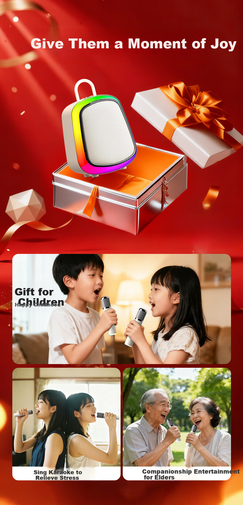 Soaiy K32M Wireless Home Karaoke Microphone Speaker All-in-One Mini KTV Set with Sound Card Bluetooth Singing Machine Children's Gift 3