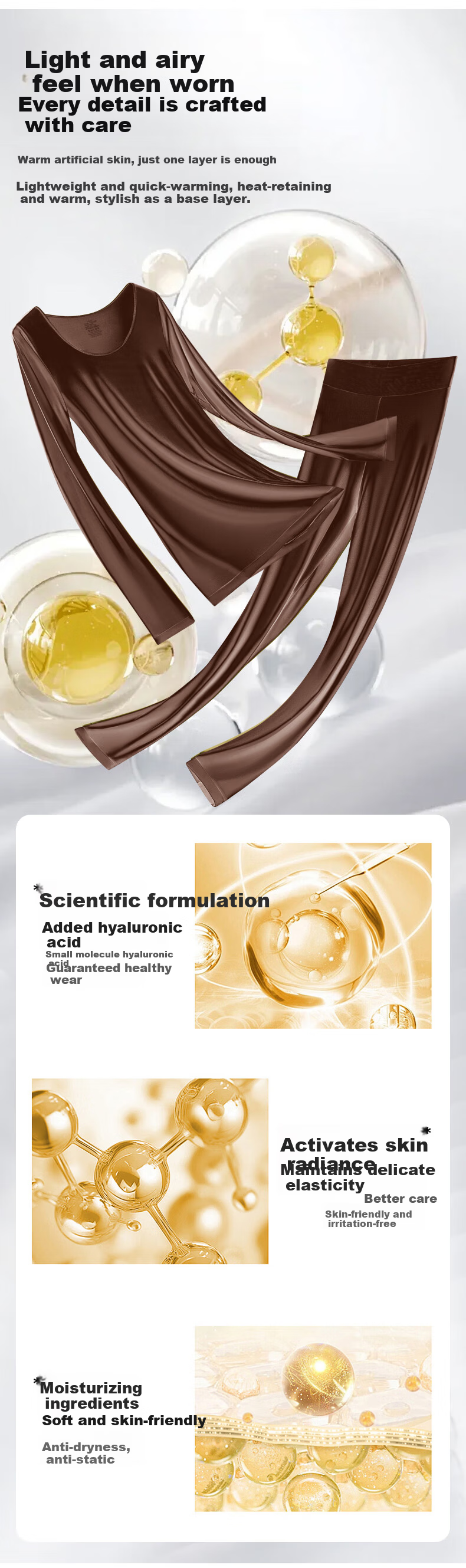 Herbal Original Ultra-Thin Thermal Skin-Enhancing Set Women's Autumn Top and Bottom Hyaluronic Acid Invisible Seamless Warm Versatile Spring New Arrival 8
