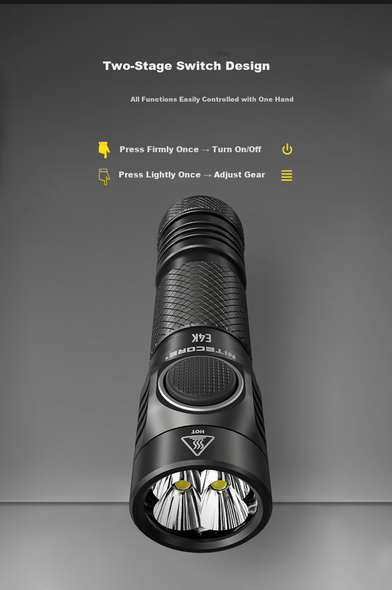 NITECORE E4K High Brightness Rechargeable Compact Flashlight Outdoor Hiking Mountaineering Portable EDC Emergency Light 6