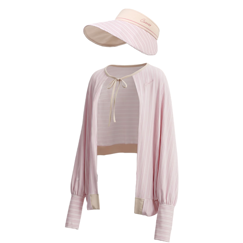 CACUSS Ice Silk Sun Protection Hat for Women Summer Large Brim Open Top Lightweight Breathable Outdoor Sunshade Hat with Shawl Set Pink Rose