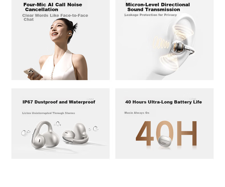 Baseus MC1 Pro AI Translation Bluetooth Earphones [Celebrity Edition] Clip-On Open-Ear Sports Call Noise-Cancelling Bone Conduction for Huawei and Apple Phones 6