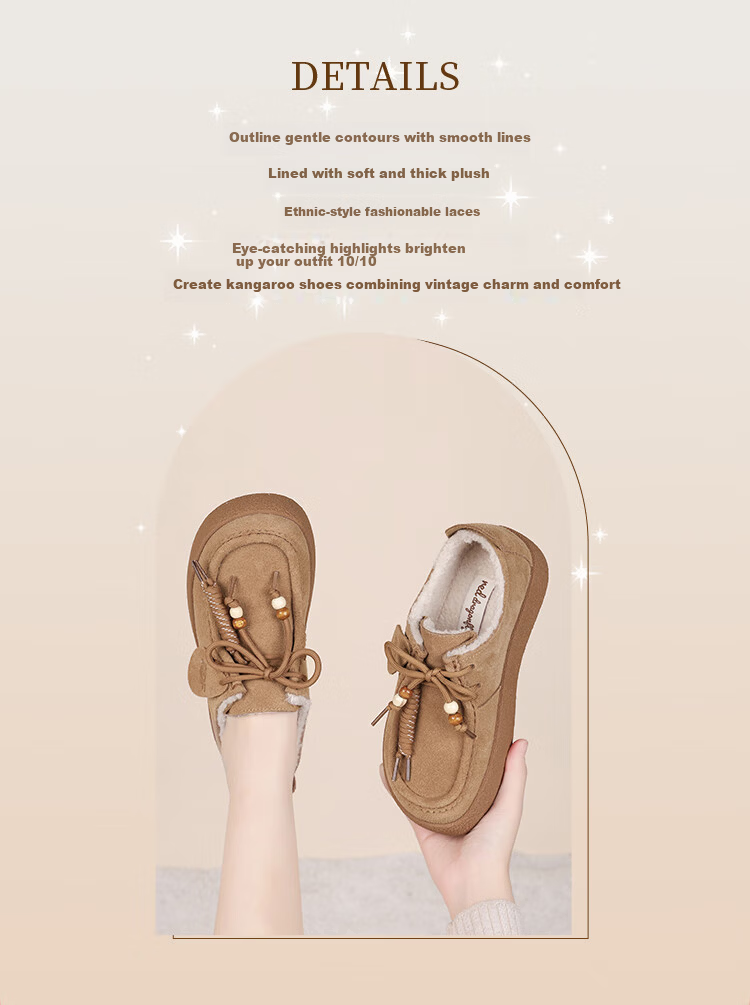 Red Dragonfly Women's Winter Cotton Shoes Fleece Thickened Lightweight Soft Sole Casual Kangaroo Shoes WLB459852D Camel Size 40 3