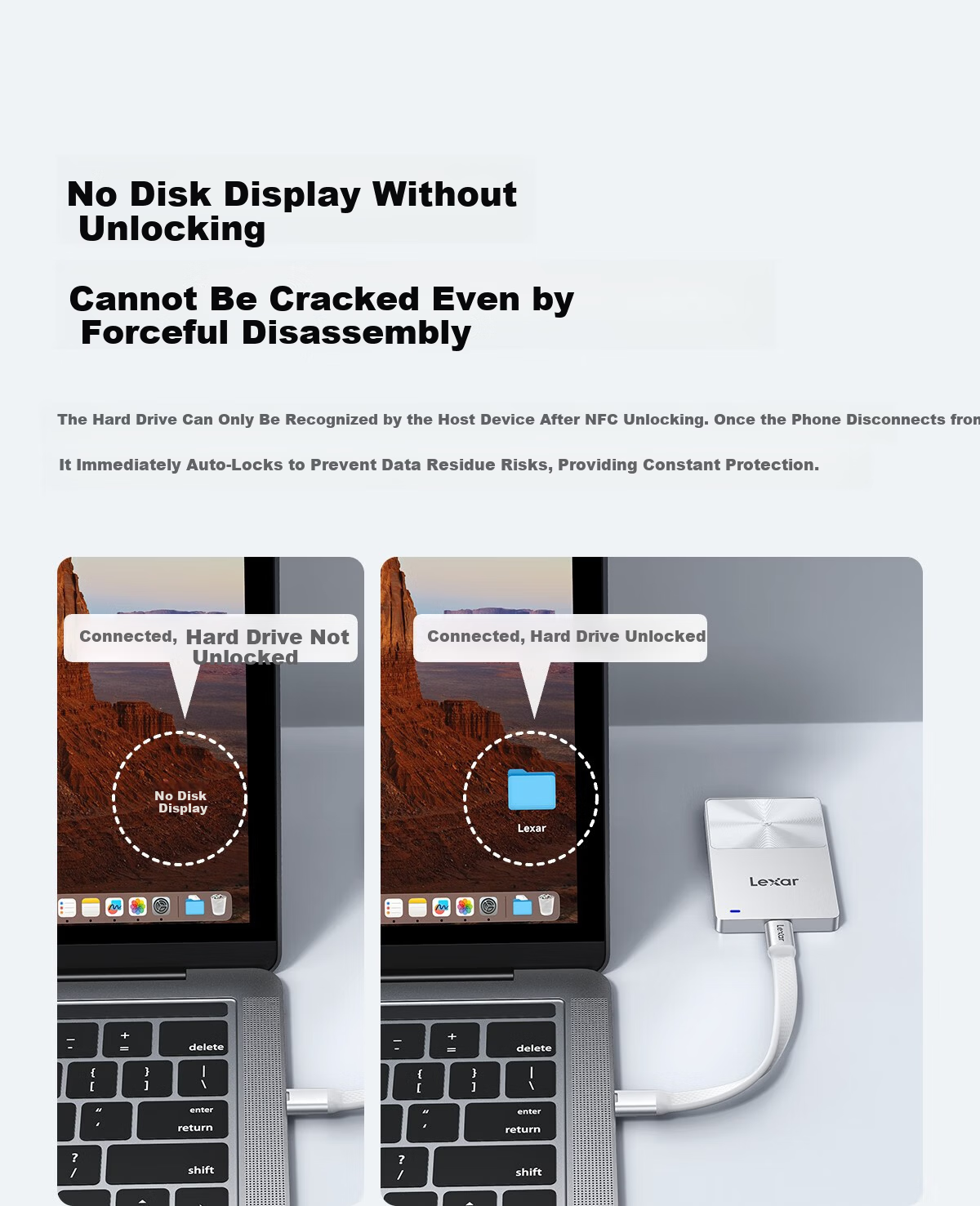Lexar 1TB Type-C USB 3.2 NFC Dual-Encryption Portable SSD (PSSD) One-Touch Unlock Secure and Convenient for Business/Enterprise/Privacy Encryption 5