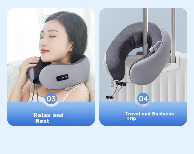 Yuzhaolin Electric Massage U-Shaped Pillow Nap Pillow Travel Neck Pillow Portable for Airplane and High-Speed Rail Neck Support Cushion 11