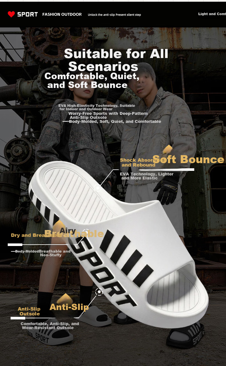 Qiumuxi Men's Soft EVA Anti-Slip Sport Slippers with Cushioned Sole, Durable Beach and Indoor Comfortable Sandals 2