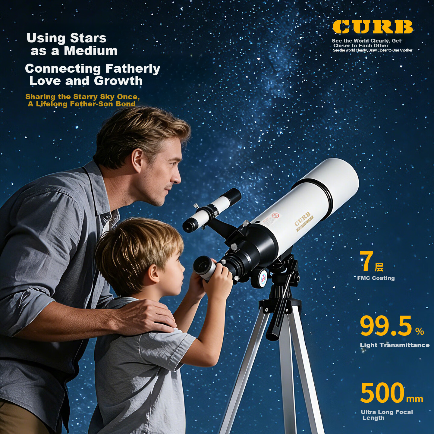 CURB Professional High-Power HD Astronomy Telescope for Stargazing, Space, Kids Beginner Home Use, Jupiter Cloud 1000000