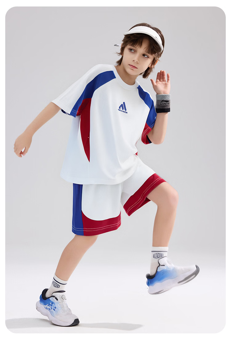 ASK JUNIOR Kids Quick-Dry Sports Summer Set Short Sleeve T-Shirt and Boys Girls Five-Point Shorts Two-Piece Set 13