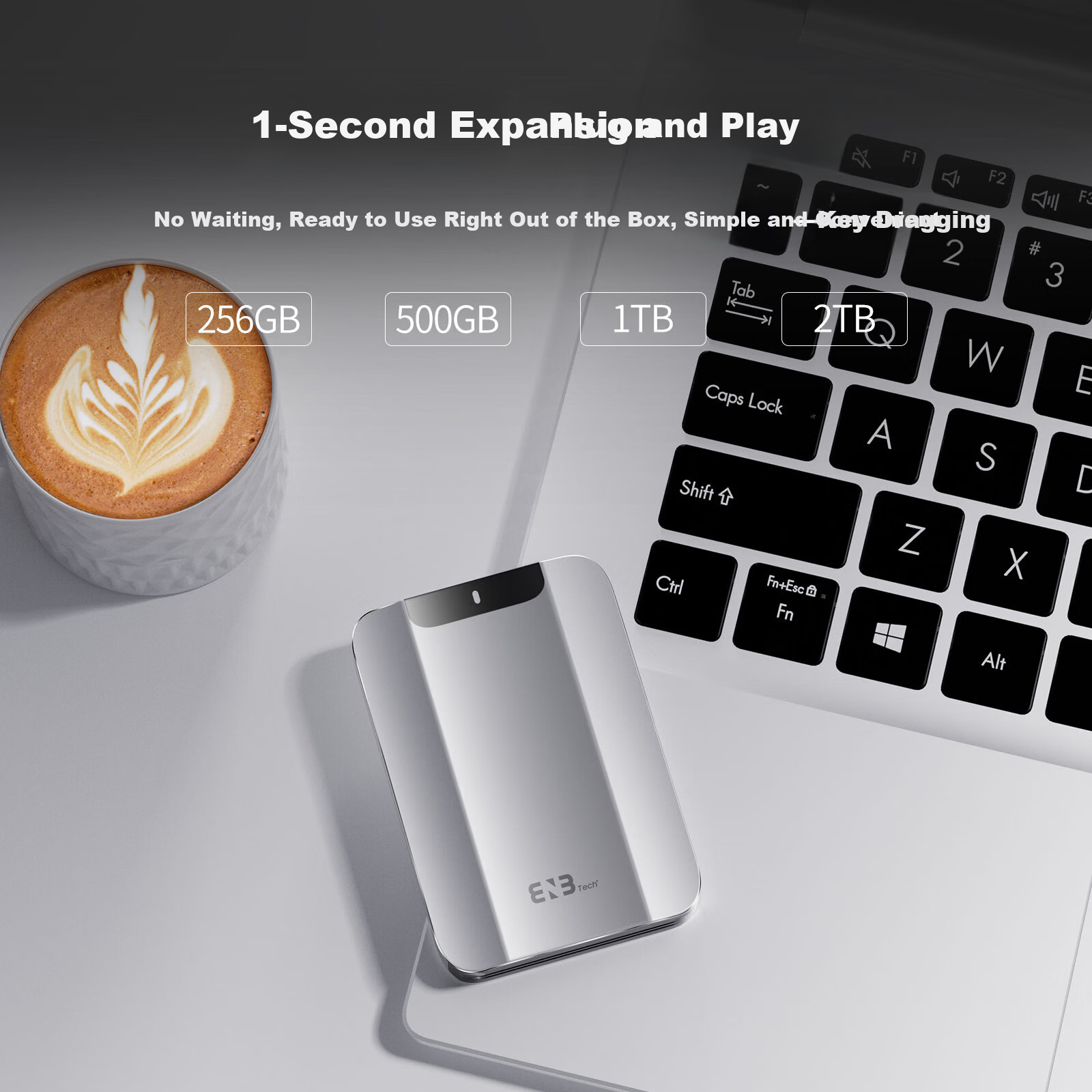ENBTECH Mobile Solid State Drive 500GB Deep Space Gray High-Speed PSSD Dual Use for Phone and Computer Compatible with Apple Android TYPE-C/USB Interface Plug and Play Expansion