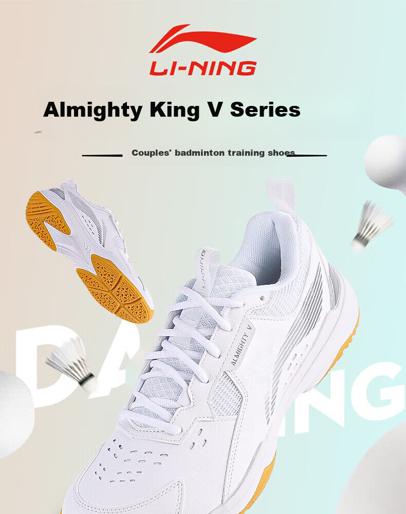 LI-NING Badminton Shoes All-Rounder V Shock Absorption Non-Marking Wear-Resistant Anti-Twist Non-Slip Professional Training Sports Shoes for Men 1