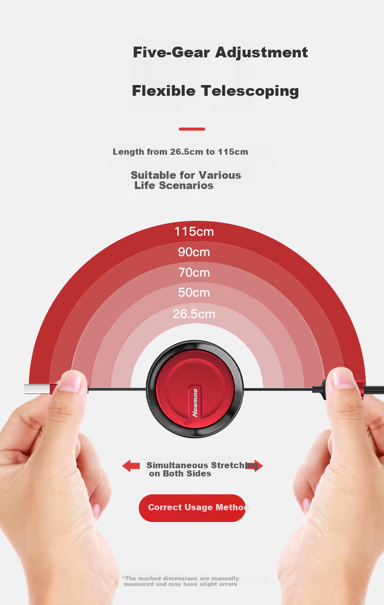 Newmine Type-C PD60W Retractable Fast Charging Cable for Apple iPhone 15/16 Huawei Honor Smartphones Tablets Laptops Gray 1