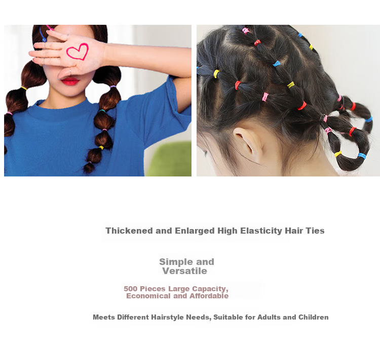 Jing Xiaodi Approximately 500 Thickened and Reinforced Disposable Elastic Hair Ties High Elasticity Hair Bands Children's Black Rubber Bands 2