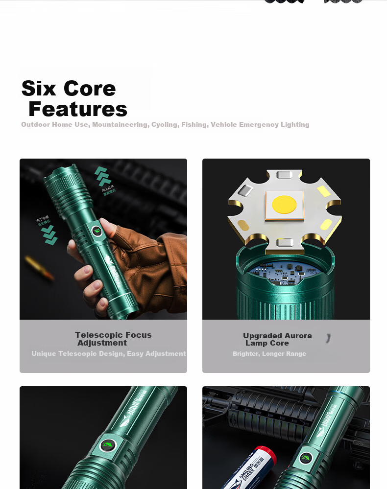 Smile Shark 5318 High-Power Flashlight Long-Lasting Laser Outdoor Military Rechargeable Emergency Self-Defense Lighting 2