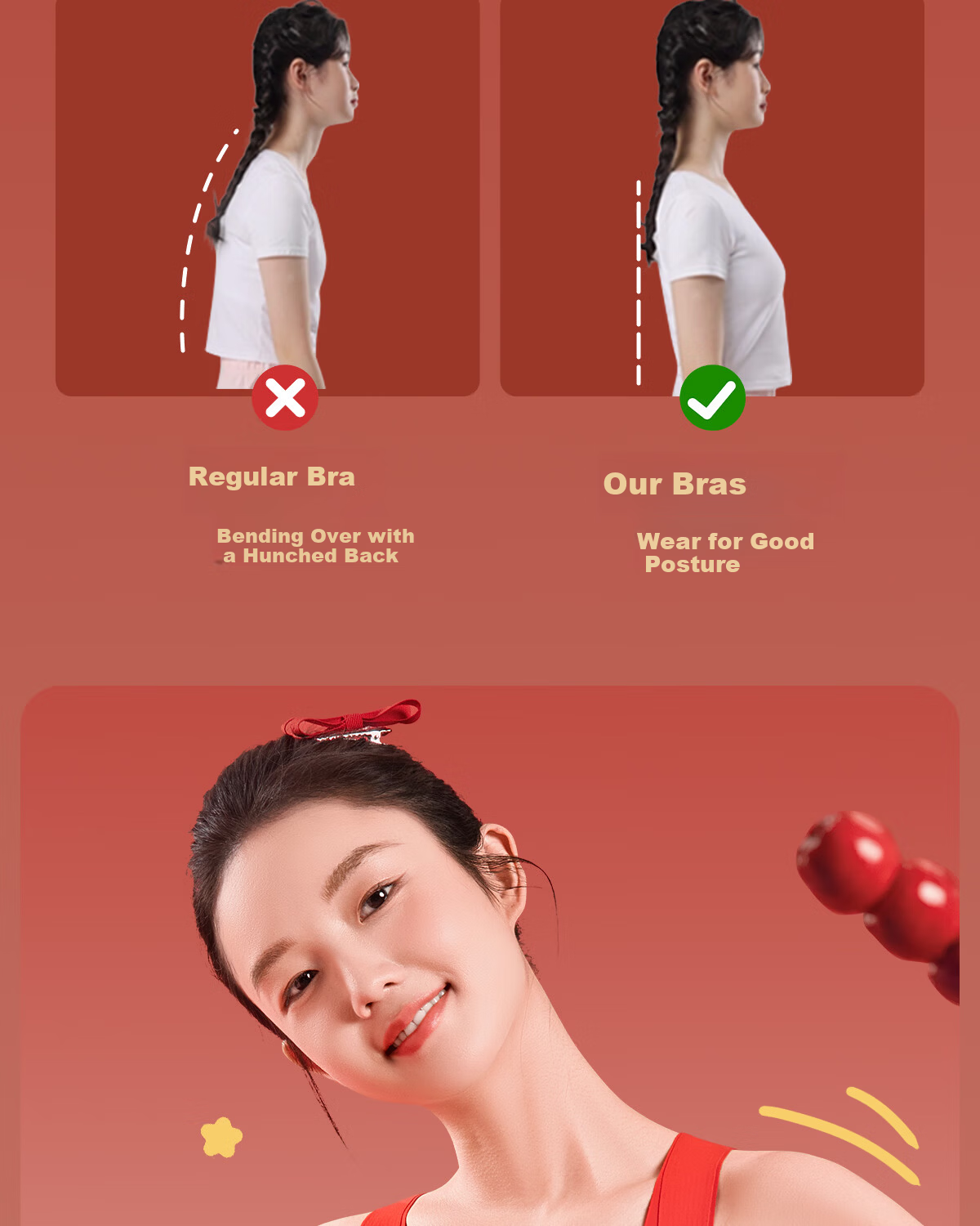 GRACEWELL Girls' Red Lunar New Year Underwear Set 2026 Year of the Horse Clothes Children's Adolescent Bra Vest Age 12 20