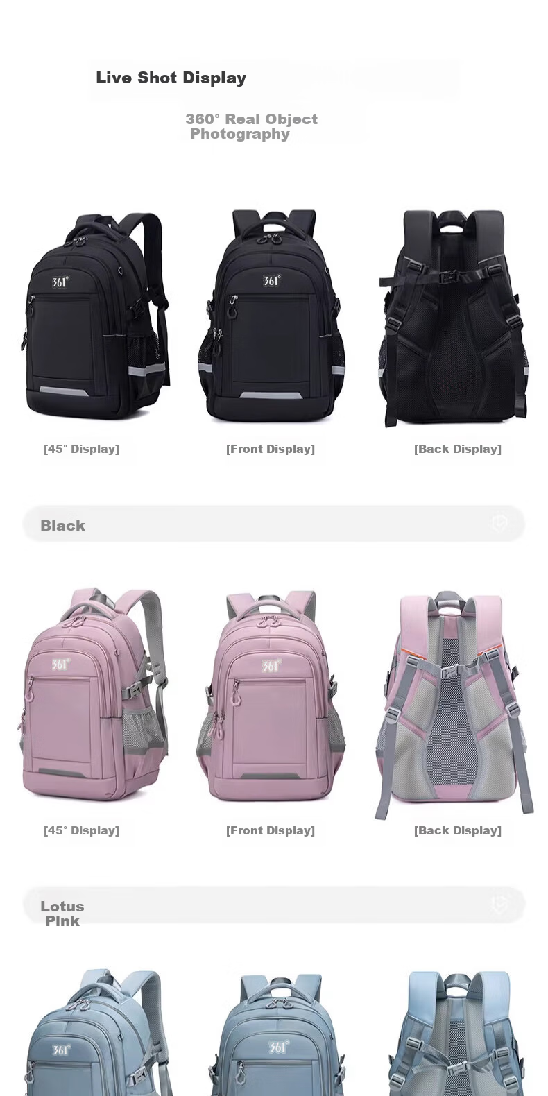 361° Boys School Backpack Middle and High School Student Lightweight Waterproof Large Capacity Anti-Backpack for Primary School Students 17