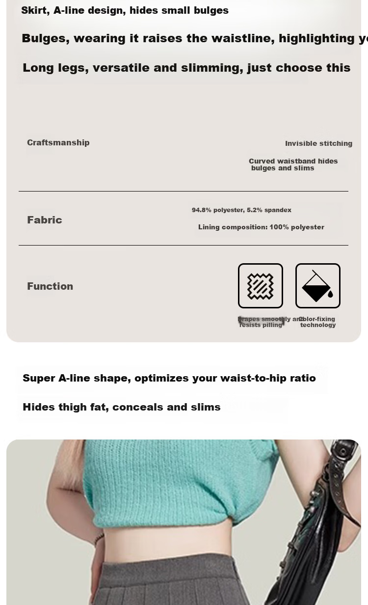 Borui Women's Pleated Skirt Spring Summer 2026 New High-Waist Slim A-Line Short Skirt with Lining JK Skirt 2