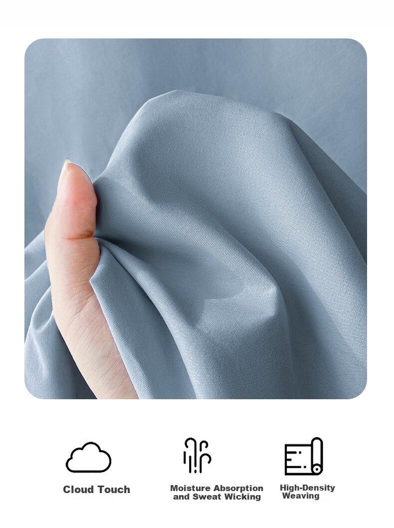 MUJI A-Class 100% Cotton Fitted Sheet Single Piece 1.5x2m Double Bed Cover Full Wrap Denim Blue 3