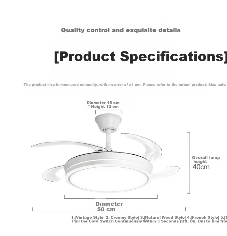 Kuka Invisible Ceiling Fan Light for Living Room and Dining Room Silent Fan Lamp with Rod - Three Colors [Installation Included] 21