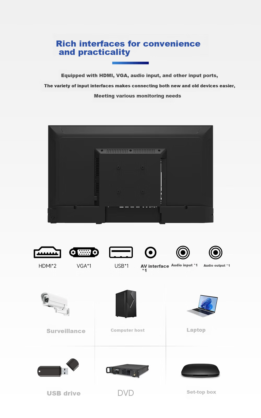 AOC 31.5-inch Monitor J2 Series 32J2-Q Industrial Security Professional Large Screen HD Display No Ads No Network Built-in Speakers 9