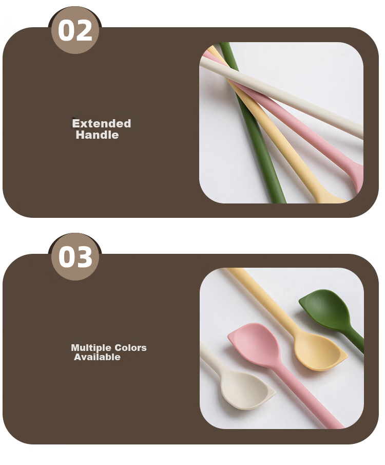 Banwu Life Silicone Spoon Silicone Scraper Long Handle Coffee Stirring Spoon Jam Spatula Butter Spreader Food Grade Baking Silicone Spatula 15