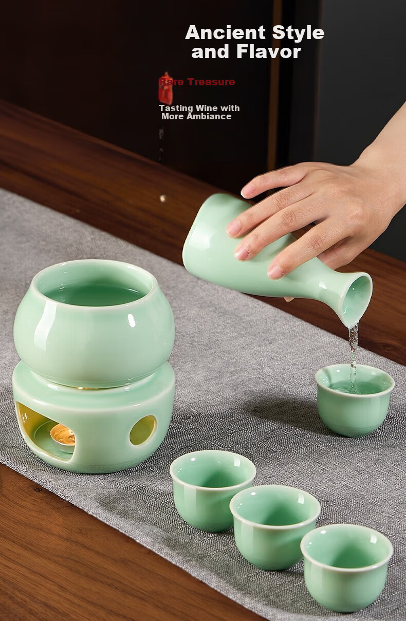 Yachihiko Warm Wine Pot Set Chinese Vintage Style Household Yellow Wine Warmer 4