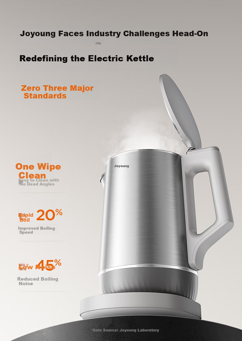 Joyoung Electric Kettle U-Bottom 5-Stage Temperature Control 1.7L 316L Stainless Steel Baby-Grade Seamless Inner Liner No Glue 17WU2T 3