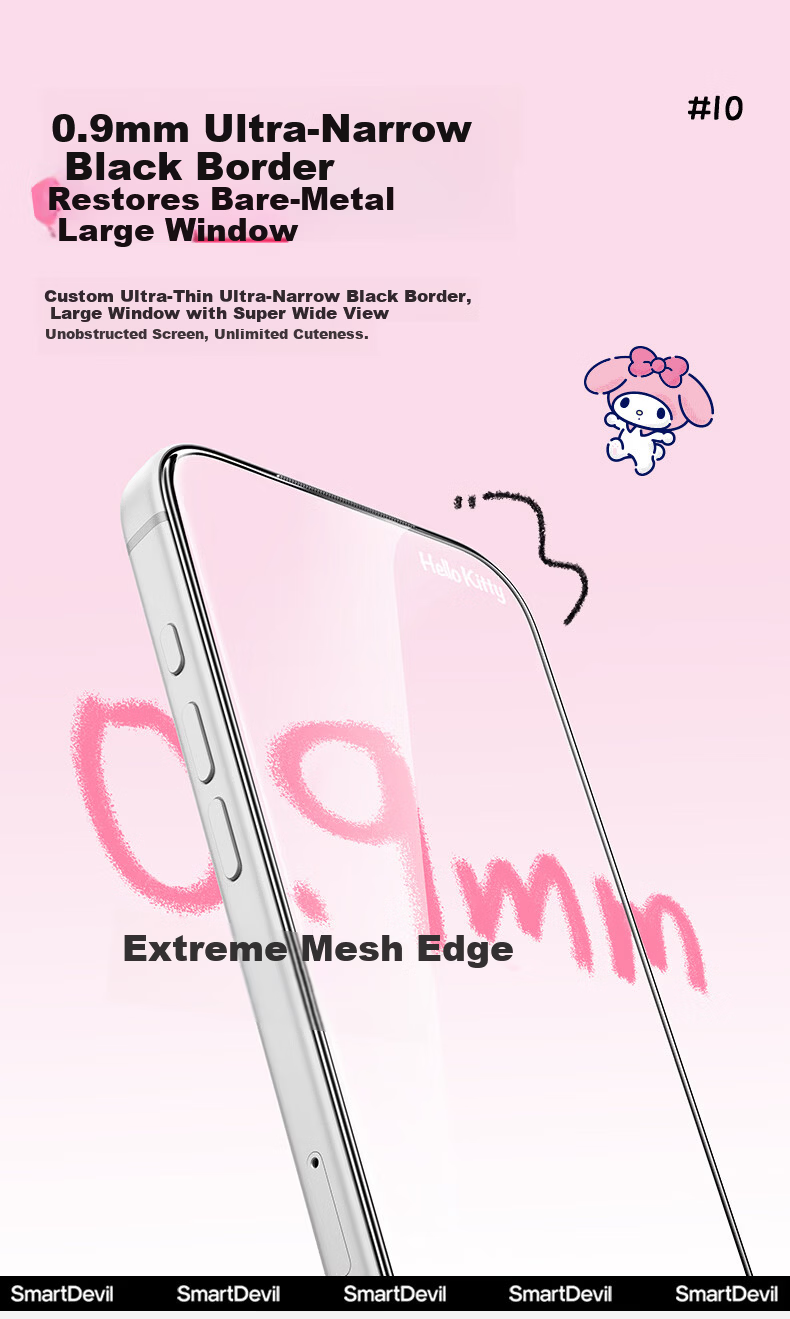 Shanmo [Sanrio Official License] Tempered Glass Screen Protector for iPhone 17 Pro, Apple 17 Pro Full Coverage Screen Film, Clear Cool Kuromi Design, 1 Piece 14