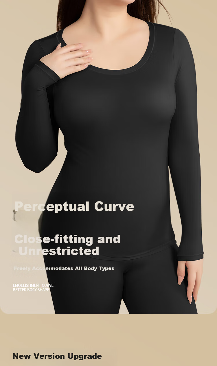 GRACEWELL Plus Size Seamless Skin-Friendly Base Layer Set Autumn Thermal Underwear for Women (Up to 200 Jin) 8