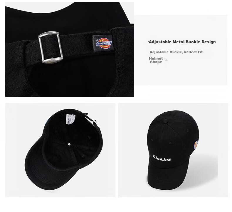 Dickies Cotton Soft Top Baseball Cap Unisex Couple Style Slim Face Duckbill Hat American Sunshade Embroidered Black 4