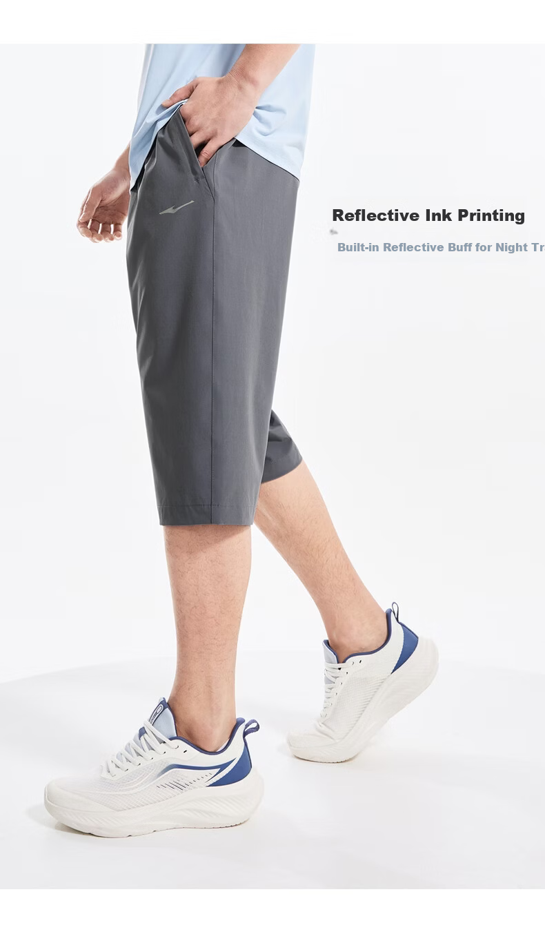 Erke Woven 3/4 Length Quick-Dry Ice-Feel Sun-Protective Antibacterial Outdoor Casual Running Sports Pants for Men Summer 9
