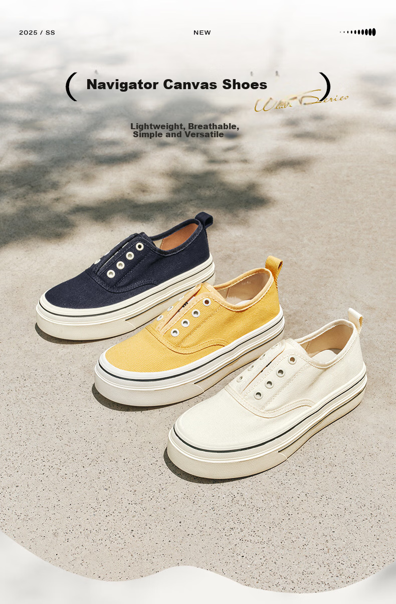 Belle Navigator Canvas Shoes Autumn Thick Sole Slip-On Casual White Women's Shoes B2699CM5 Brown Size 36 1