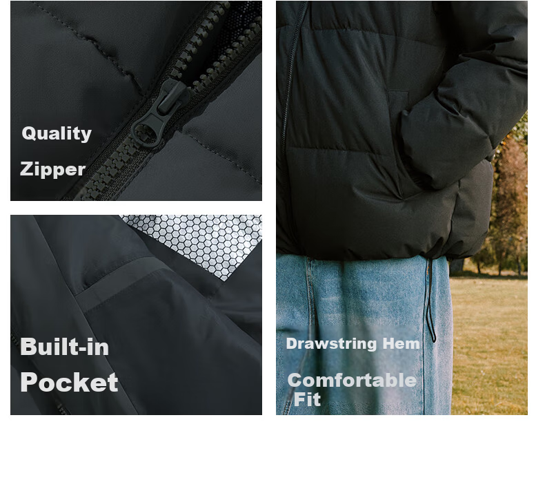 Baleno Men's Winter Cotton Jacket Graphene Cold-Resistant Warm Windproof Solid Color Casual Outerwear 20