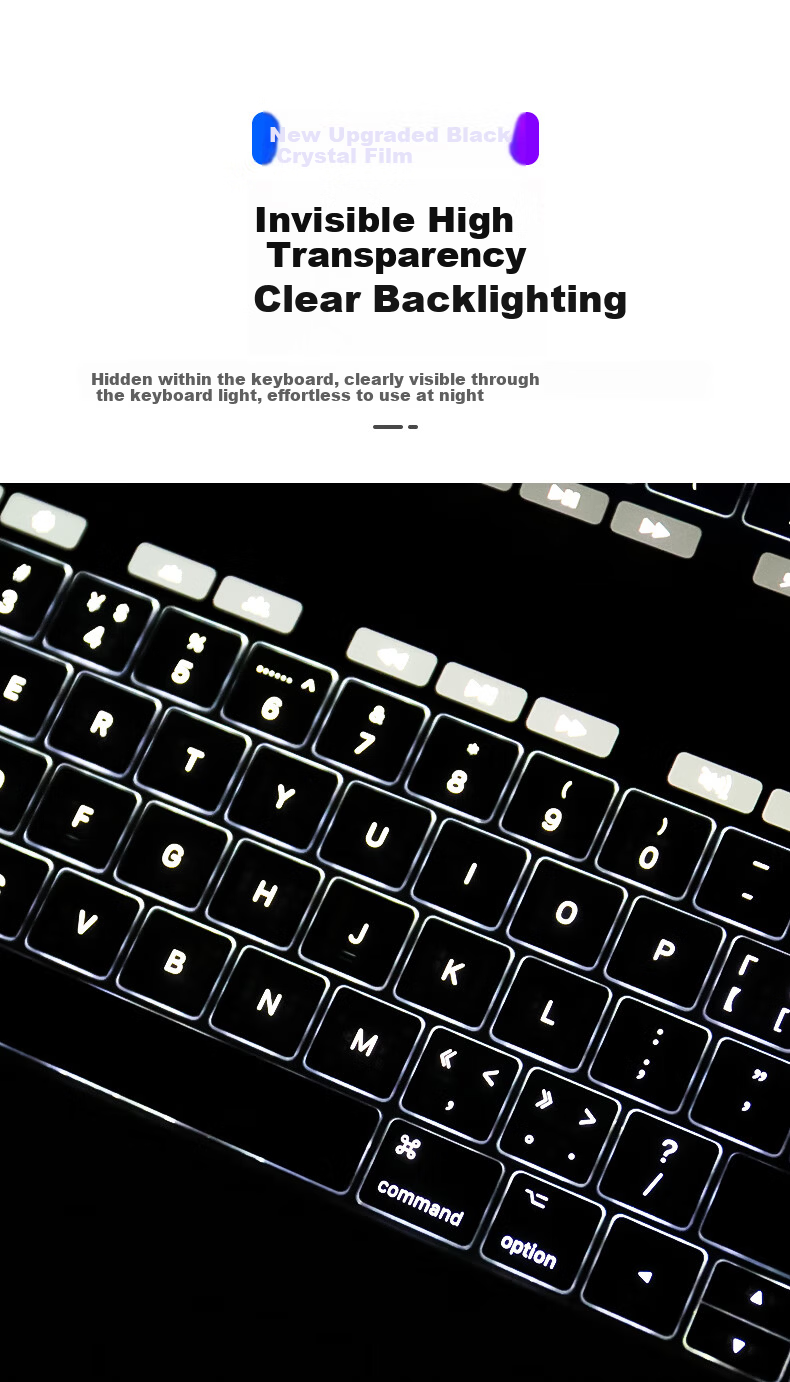 DiYi Workshop Ultra-Thin Black Crystal Nano Antibacterial Keyboard Cover for Apple MacBook Pro 13/15 A1706/A1989/A1990 11