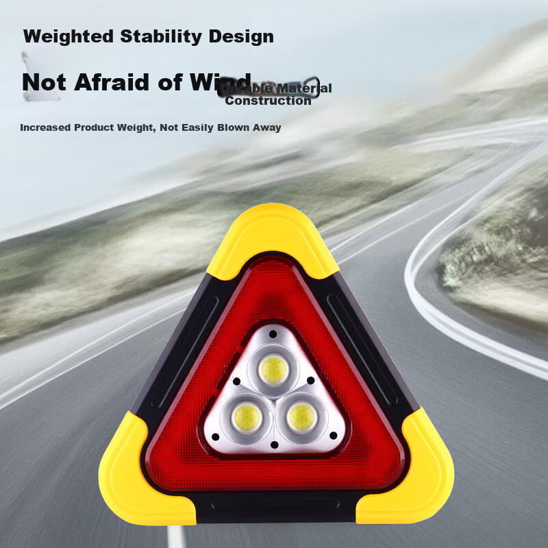 40,000km LED Triangular Warning Light Multifunctional Car Parking Emergency Tripod Safety Warning Sign Solar Charging