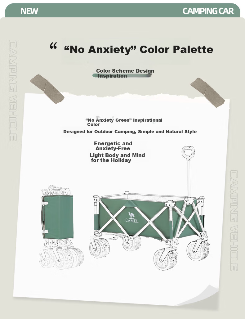 CAMEL Yutu Camp Outdoor Camping Cart Large Capacity Folding Wagon for Grocery Shopping, Kids, Dog Walking, and Picnic 6
