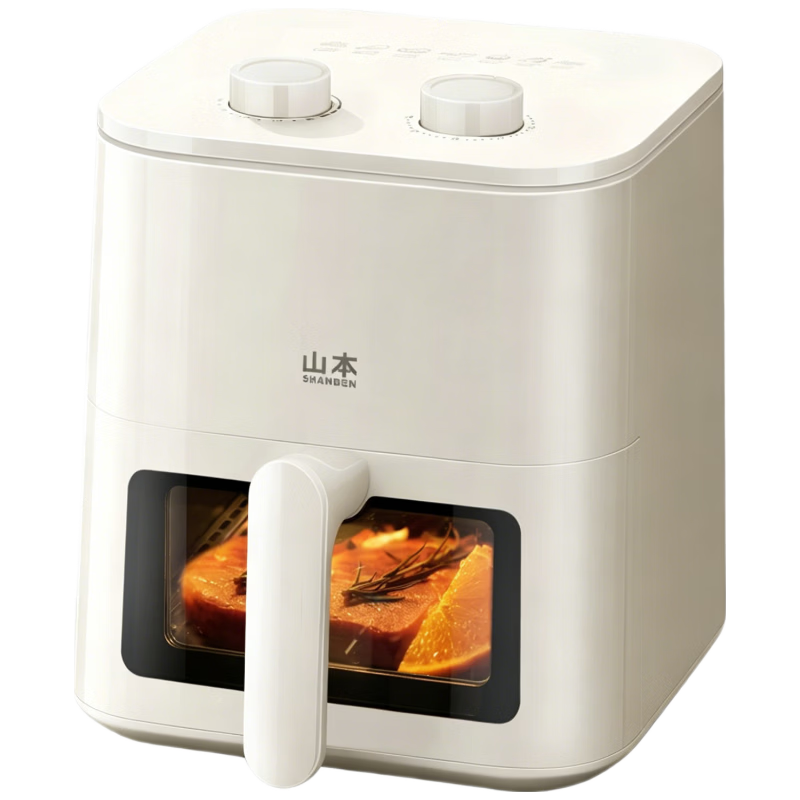 SHANBEN Air Fryer, 5L Capacity, Fully Automatic, Large Capacity, Visible Metal Inner Chamber, Steam Tender Frying And Baking All-In Machine, Quiet Operation, Oil-Free Cooking, S-AK8045VS