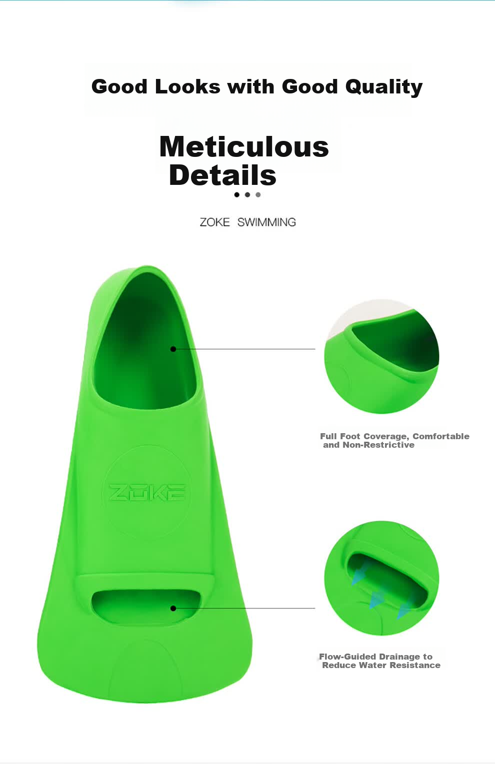 ZOKE Swimming Fins Professional Training Frog Shoes Rubber Duck Feet Diving Snorkeling Gear 621505851-8 Size 32/34 8