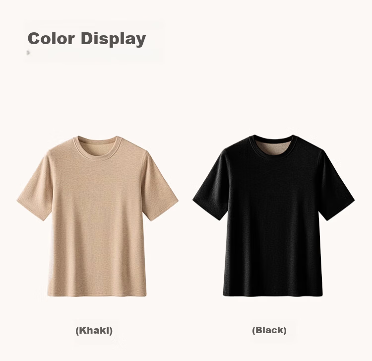 Caiyue Men's Thermal Short Sleeve Wool and Silk Autumn Winter Warm Top Heating Cold-Resistant Vest Sports Base Layer Underwear 13